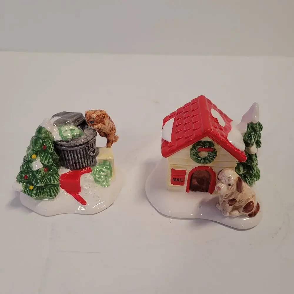 Dept 56 The Original Snow Village 2 Pc Set “Cat and Dog” #5131-4 Christmas